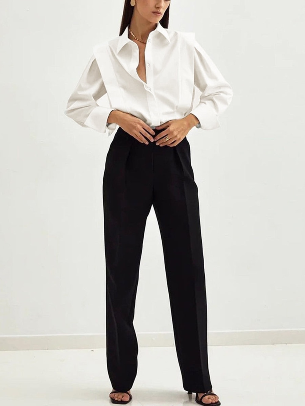 Commense Oversized Button Down Cotton Shirt